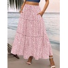 Zeagoo Womens Casual Maxi Skirts for Women 2026 High Waist Boho Skirts Floral Printed Long Flowy Skirt with Pockets(Pink-printed)