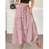 Zeagoo Womens Casual Maxi Skirts for Women 2026 High Waist Boho Skirts Floral Printed Long Flowy Skirt with Pockets(Pink-printed)