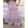 Zeagoo Womens Casual Maxi Skirts for Women 2026 High Waist Boho Skirts Floral Printed Long Flowy Skirt with Pockets(Purple-floral)