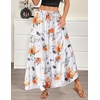 Zeagoo Womens Casual Maxi Skirts for Women 2026 High Waist Boho Skirts Floral Printed Long Flowy Skirt with Pockets(Red Floral)