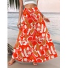 Zeagoo Womens Casual Maxi Skirts for Women 2026 High Waist Boho Skirts Floral Printed Long Flowy Skirt with Pockets(Red-printed)