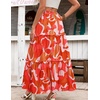 Zeagoo Womens Casual Maxi Skirts for Women 2026 High Waist Boho Skirts Floral Printed Long Flowy Skirt with Pockets(Red-printed)