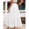 Zeagoo Womens Casual Maxi Skirts for Women 2026 High Waist Boho Skirts Floral Printed Long Flowy Skirt with Pockets(White)