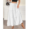 Zeagoo Womens Casual Maxi Skirts for Women 2026 High Waist Boho Skirts Floral Printed Long Flowy Skirt with Pockets(White)