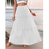 Zeagoo Womens Casual Maxi Skirts for Women 2026 High Waist Boho Skirts Floral Printed Long Flowy Skirt with Pockets(White)