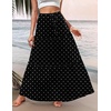 Zeagoo Womens Casual Maxi Skirts for Women 2026 High Waist Boho Skirts Floral Printed Long Flowy Skirt with Pockets(White Dot)