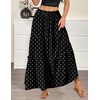 Zeagoo Womens Casual Maxi Skirts for Women 2026 High Waist Boho Skirts Floral Printed Long Flowy Skirt with Pockets(White Dot)