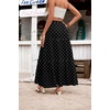 Zeagoo Womens Casual Maxi Skirts for Women 2026 High Waist Boho Skirts Floral Printed Long Flowy Skirt with Pockets(White Dot)