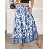 Zeagoo Womens Casual Maxi Skirts for Women 2026 High Waist Boho Skirts Floral Printed Long Flowy Skirt with Pockets(White Floral-03)