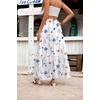Zeagoo Womens Casual Maxi Skirts for Women 2026 High Waist Boho Skirts Floral Printed Long Flowy Skirt with Pockets(White Floral-printed)