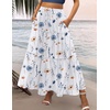 Zeagoo Womens Casual Maxi Skirts for Women 2026 High Waist Boho Skirts Floral Printed Long Flowy Skirt with Pockets(White Floral-printed)