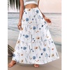 Zeagoo Womens Casual Maxi Skirts for Women 2026 High Waist Boho Skirts Floral Printed Long Flowy Skirt with Pockets(White Floral-printed)