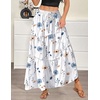 Zeagoo Womens Casual Maxi Skirts for Women 2026 High Waist Boho Skirts Floral Printed Long Flowy Skirt with Pockets(White Floral-printed)