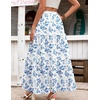 Zeagoo Womens Casual Maxi Skirts for Women 2026 High Waist Boho Skirts Floral Printed Long Flowy Skirt with Pockets(White-floral Printed)