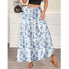 Zeagoo Womens Casual Maxi Skirts for Women 2026 High Waist Boho Skirts Floral Printed Long Flowy Skirt with Pockets(White-floral Printed)