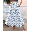 Zeagoo Womens Casual Maxi Skirts for Women 2026 High Waist Boho Skirts Floral Printed Long Flowy Skirt with Pockets(White-floral Printed)