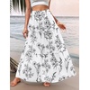 Zeagoo Womens Casual Maxi Skirts for Women 2026 High Waist Boho Skirts Floral Printed Long Flowy Skirt with Pockets(White-printed-01)