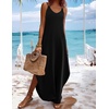 Zeagoo Women’s Casual Sundress Summer Maxi Sleeveless V Neck Split Boho Beach Dress Travel Vacation Dress with Pockets(01-black)