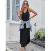 Zeagoo Women’s Casual Sundress Summer Maxi Sleeveless V Neck Split Boho Beach Dress Travel Vacation Dress with Pockets(01-black)