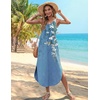 Zeagoo Women’s Casual Sundress Summer Maxi Sleeveless V Neck Split Boho Beach Dress Travel Vacation Dress with Pockets(05-floral)