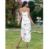 Zeagoo Women’s Casual Sundress Summer Maxi Sleeveless V Neck Split Boho Beach Dress Travel Vacation Dress with Pockets(06-white Floral)