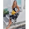 Zeagoo Women’s Casual Sundress Summer Maxi Sleeveless V Neck Split Boho Beach Dress Travel Vacation Dress with Pockets(A01-leaf)