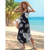 Zeagoo Women’s Casual Sundress Summer Maxi Sleeveless V Neck Split Boho Beach Dress Travel Vacation Dress with Pockets(A01-leaf)