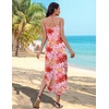 Zeagoo Women’s Casual Sundress Summer Maxi Sleeveless V Neck Split Boho Beach Dress Travel Vacation Dress with Pockets(A02-pink Floral)