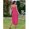 Zeagoo Women’s Casual Sundress Summer Maxi Sleeveless V Neck Split Boho Beach Dress Travel Vacation Dress with Pockets(A03-rose Red)