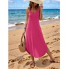 Zeagoo Women’s Casual Sundress Summer Maxi Sleeveless V Neck Split Boho Beach Dress Travel Vacation Dress with Pockets(A03-rose Red)