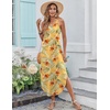 Zeagoo Women’s Casual Sundress Summer Maxi Sleeveless V Neck Split Boho Beach Dress Travel Vacation Dress with Pockets(A03-yellow Floral2)