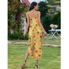 Zeagoo Women’s Casual Sundress Summer Maxi Sleeveless V Neck Split Boho Beach Dress Travel Vacation Dress with Pockets(A03-yellow Floral2)