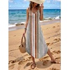 Zeagoo Women’s Casual Sundress Summer Maxi Sleeveless V Neck Split Boho Beach Dress Travel Vacation Dress with Pockets(A04-stripes)