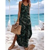 Zeagoo Women’s Casual Sundress Summer Maxi Sleeveless V Neck Split Boho Beach Dress Travel Vacation Dress with Pockets(A07-leaf3)