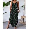 Zeagoo Women’s Casual Sundress Summer Maxi Sleeveless V Neck Split Boho Beach Dress Travel Vacation Dress with Pockets(A07-leaf3)