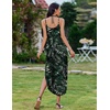 Zeagoo Women’s Casual Sundress Summer Maxi Sleeveless V Neck Split Boho Beach Dress Travel Vacation Dress with Pockets(A07-leaf3)