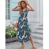 Zeagoo Women’s Casual Sundress Summer Maxi Sleeveless V Neck Split Boho Beach Dress Travel Vacation Dress with Pockets(B01-leaf4)