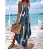 Zeagoo Women’s Casual Sundress Summer Maxi Sleeveless V Neck Split Boho Beach Dress Travel Vacation Dress with Pockets(B01-leaf4)