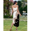 Zeagoo Women’s Casual Sundress Summer Maxi Sleeveless V Neck Split Boho Beach Dress Travel Vacation Dress with Pockets(Bf348)