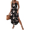 Zeagoo Women’s Casual Sundress Summer Maxi Sleeveless V Neck Split Boho Beach Dress Travel Vacation Dress with Pockets(Blue Flora)