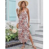 Zeagoo Women’s Casual Sundress Summer Maxi Sleeveless V Neck Split Boho Beach Dress Travel Vacation Dress with Pockets(Colorful Flora1)