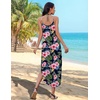 Zeagoo Women’s Casual Sundress Summer Maxi Sleeveless V Neck Split Boho Beach Dress Travel Vacation Dress with Pockets(Colorful Flora3)