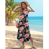 Zeagoo Women’s Casual Sundress Summer Maxi Sleeveless V Neck Split Boho Beach Dress Travel Vacation Dress with Pockets(Colorful Flora3)