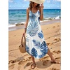 Zeagoo Women’s Casual Sundress Summer Maxi Sleeveless V Neck Split Boho Beach Dress Travel Vacation Dress with Pockets(Hp66)