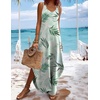 Zeagoo Women’s Casual Sundress Summer Maxi Sleeveless V Neck Split Boho Beach Dress Travel Vacation Dress with Pockets(Leaf2)