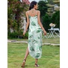 Zeagoo Women’s Casual Sundress Summer Maxi Sleeveless V Neck Split Boho Beach Dress Travel Vacation Dress with Pockets(Leaf2)