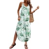 Zeagoo Women’s Casual Sundress Summer Maxi Sleeveless V Neck Split Boho Beach Dress Travel Vacation Dress with Pockets(Leaf2)