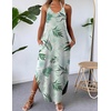 Zeagoo Women’s Casual Sundress Summer Maxi Sleeveless V Neck Split Boho Beach Dress Travel Vacation Dress with Pockets(Leaf2)