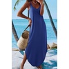 Zeagoo Women’s Casual Sundress Summer Maxi Sleeveless V Neck Split Boho Beach Dress Travel Vacation Dress with Pockets(Navy Blue)