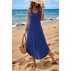 Zeagoo Women’s Casual Sundress Summer Maxi Sleeveless V Neck Split Boho Beach Dress Travel Vacation Dress with Pockets(Navy Blue)